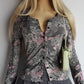 Authentic 90s Designer Lace Print Light Cardigan with intricate vintage florals