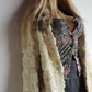 Vintage 90s Fox Fur & Lace Coat with Incredible Fluffy Fox Fur Collar - Fully Lined - Layers of fur & Lace in Cream tones - button front