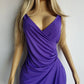 90s Sexy Purple Goddess Gown - Absolutely Beautiful Silhouette with Draped Bust & Hip Ruching - Stretch body hugging high quality draped jersey fabric