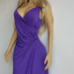 90s Sexy Purple Goddess Gown - Absolutely Beautiful Silhouette with Draped Bust & Hip Ruching - Stretch body hugging high quality draped jersey fabric