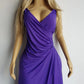 90s Sexy Purple Goddess Gown - Absolutely Beautiful Silhouette with Draped Bust & Hip Ruching - Stretch body hugging high quality draped jersey fabric