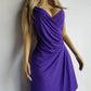 90s Sexy Purple Goddess Gown - Absolutely Beautiful Silhouette with Draped Bust & Hip Ruching - Stretch body hugging high quality draped jersey fabric