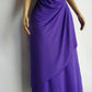 90s Sexy Purple Goddess Gown - Absolutely Beautiful Silhouette with Draped Bust & Hip Ruching - Stretch body hugging high quality draped jersey fabric