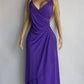 90s Sexy Purple Goddess Gown - Absolutely Beautiful Silhouette with Draped Bust & Hip Ruching - Stretch body hugging high quality draped jersey fabric