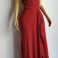 90s Super Sexy Red Goddess Gown - Absolutely Beautiful Silhouette with Halter Top & Hip Ruching - Stretch body hugging high quality draped jersey fabric