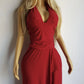 90s Super Sexy Red Goddess Gown - Absolutely Beautiful Silhouette with Halter Top & Hip Ruching - Stretch body hugging high quality draped jersey fabric