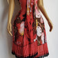 Genuine Vintage 2000s Bohemian Dress in Light Flowy Mesh - Beautiful Reds & Pinks - Curve Hugging Perfect Summer Boho Look