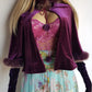 Sumptuous Rich 90s Purple Vintage Velvet Cape with real fox fur trim - Ribbon &  Pom Poms tie at the neck