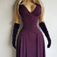 90s Sexy Purple Goddess Gown - Absolutely Beautiful Silhouette with Draped Bust & Waist Ruching - Stretch body hugging high quality draped jersey fabric