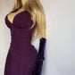 90s Sexy Purple Goddess Gown - Absolutely Beautiful Silhouette with Draped Bust & Waist Ruching - Stretch body hugging high quality draped jersey fabric