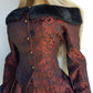 Italian Vintage Romantic Gothic Deep Red Brocade Skirt (1 Piece of a matching set)