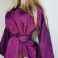 Sumptuous Rich Purple Oriental Jacket in Reversible Brocade with Ornate Prints all over - Tie Waist with Sash - Wear Multiple Ways