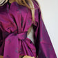 Sumptuous Rich Purple Oriental Jacket in Reversible Brocade with Ornate Prints all over - Tie Waist with Sash - Wear Multiple Ways