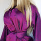 Sumptuous Rich Purple Oriental Jacket in Reversible Brocade with Ornate Prints all over - Tie Waist with Sash - Wear Multiple Ways