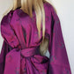 Sumptuous Rich Purple Oriental Jacket in Reversible Brocade with Ornate Prints all over - Tie Waist with Sash - Wear Multiple Ways