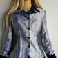 Whimsigoth 1990s Authentic Designer Tailored Jacket with Lace Overlay on collar - Unique Silver - Slim waist with sculpted sleeves