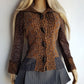 Vintage 1990s Sexy Earth Fairy Woodland Toned -  Hand Knitted Jacket with Leather Toggle Buttons