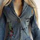 1990s Mudd Designer Deadstock - Insane Denim & Embroidery - Fitted Jacket - Metal Hardware - Original Tags still Attached