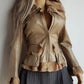 Vintage 2000s Metallic Champagne Leather & Fur Jacket - 100% genuine leather