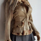 Vintage 2000s Metallic Champagne Leather & Fur Jacket - 100% genuine leather