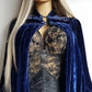 Genuine Rare 1920s Rich Velvet Cape in Blue - Drapes Beautifully - Button Kneck and Open Front - Perfect Romantic Whimsigoth Drama