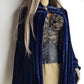 Genuine Rare 1920s Rich Velvet Cape in Blue - Drapes Beautifully - Button Kneck and Open Front - Perfect Romantic Whimsigoth Drama