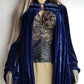 Genuine Rare 1920s Rich Velvet Cape in Blue - Drapes Beautifully - Button Kneck and Open Front - Perfect Romantic Whimsigoth Drama