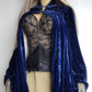 Genuine Rare 1920s Rich Velvet Cape in Blue - Drapes Beautifully - Button Kneck and Open Front - Perfect Romantic Whimsigoth Drama