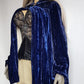 Genuine Rare 1920s Rich Velvet Cape in Blue - Drapes Beautifully - Button Kneck and Open Front - Perfect Romantic Whimsigoth Drama