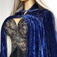 Genuine Rare 1920s Rich Velvet Cape in Blue - Drapes Beautifully - Button Kneck and Open Front - Perfect Romantic Whimsigoth Drama