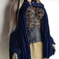 Genuine Rare 1920s Rich Velvet Cape in Blue - Drapes Beautifully - Button Kneck and Open Front - Perfect Romantic Whimsigoth Drama