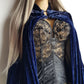 Genuine Rare 1920s Rich Velvet Cape in Blue - Drapes Beautifully - Button Kneck and Open Front - Perfect Romantic Whimsigoth Drama