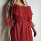 Authentic 1970s Romantic Flowy Flouncy off-shoulder Peasant Style Gown in Beautiful Rose Red - Draping & Gathering Effect All Over