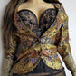 Knockout Genuine Vintage Dramatic  Whimsigothic Rockstar Jacket in Ornate Brocade - Autumn Colours - Hourglass fit - Bold Sculptural Off-Shoulder fit - Wear open or closed