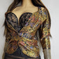 Knockout Genuine Vintage Dramatic  Whimsigothic Rockstar Jacket in Ornate Brocade - Autumn Colours - Hourglass fit - Bold Sculptural Off-Shoulder fit - Wear open or closed