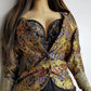 Knockout Genuine Vintage Dramatic  Whimsigothic Rockstar Jacket in Ornate Brocade - Autumn Colours - Hourglass fit - Bold Sculptural Off-Shoulder fit - Wear open or closed