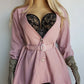 Impeccable Vintage English Made Dusky Pink Hourglass Jacket with Ornate Shell Buttons & Matching Crystal Belt