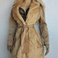 Dreamy 90s Authentic Vintage Fur Coat in 100% Cotton - Chic Camel - Tie Waist - Metal Hook Closure down the front - Wear open or closed