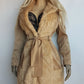 Dreamy 90s Authentic Vintage Fur Coat in 100% Cotton - Chic Camel - Tie Waist - Metal Hook Closure down the front - Wear open or closed