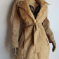 Dreamy 90s Authentic Vintage Fur Coat in 100% Cotton - Chic Camel - Tie Waist - Metal Hook Closure down the front - Wear open or closed