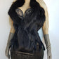 Vintage Genuine Rabbit & Raccoon fur Vest in Black - plush and extremely soft -