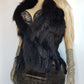 Vintage Genuine Rabbit & Raccoon fur Vest in Black - plush and extremely soft -