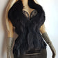 Vintage Genuine Rabbit & Raccoon fur Vest in Black - plush and extremely soft -