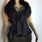 Vintage Genuine Rabbit & Raccoon fur Vest in Black - plush and extremely soft -