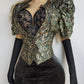 Knockout Genuine Vintage Dramatic  Whimsigothic Rockstar Jacket in Ornate Brocade - Hourglass fit - Bold Sculptural Shoulders - Metal Buttons - Wear open or closed