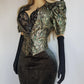 Knockout Genuine Vintage Dramatic  Whimsigothic Rockstar Jacket in Ornate Brocade - Hourglass fit - Bold Sculptural Shoulders - Metal Buttons - Wear open or closed