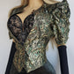 Knockout Genuine Vintage Dramatic  Whimsigothic Rockstar Jacket in Ornate Brocade - Hourglass fit - Bold Sculptural Shoulders - Metal Buttons - Wear open or closed