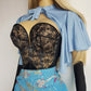 Genuine 1970s Vintage Capelet - Dreamy Powdery Blue - Perfect Drape and Asymmetrical Silhouette - Hooks at neck with Bow Tie