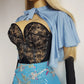 Genuine 1970s Vintage Capelet - Dreamy Powdery Blue - Perfect Drape and Asymmetrical Silhouette - Hooks at neck with Bow Tie