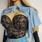 Genuine 1970s Vintage Capelet - Dreamy Powdery Blue - Perfect Drape and Asymmetrical Silhouette - Hooks at neck with Bow Tie